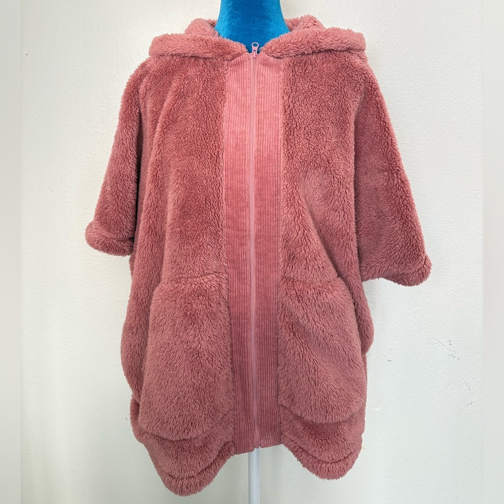 CAbi Pink Cape Plush Hooded Jacket